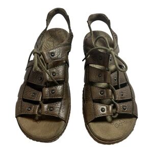 Taos Women's Leather Shoes Gladiator Lace Up Boho Artisan Sandals Brown Size 6